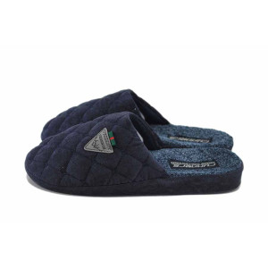 Тъмносини домашни чехли, текстилна материя - ежедневни обувки за есента и зимата N 100024996