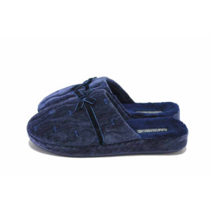 Тъмносини домашни чехли, текстилна материя - всекидневни обувки за есента и зимата N 100024998