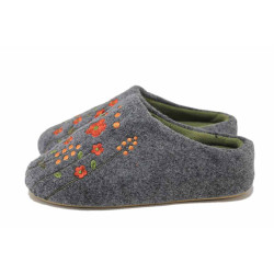 Сиви домашни чехли, текстилна материя - ежедневни обувки за есента и зимата N 100025001