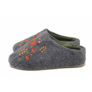 Сиви домашни чехли, текстилна материя - ежедневни обувки за есента и зимата N 100025001