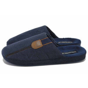 Тъмносини домашни чехли, текстилна материя - всекидневни обувки за есента и зимата N 100025005