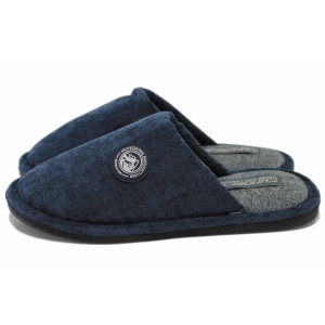 Тъмносини домашни чехли, текстилна материя - ежедневни обувки за есента и зимата N 100025007