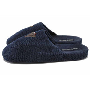 Тъмносини домашни чехли, текстилна материя - всекидневни обувки за есента и зимата N 100025008