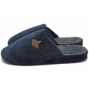 Сини домашни чехли, текстилна материя - ежедневни обувки за есента и зимата N 100025010