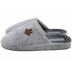 Светлосиви домашни чехли, текстилна материя - всекидневни обувки за есента и зимата N 100025011