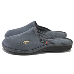 Сиви домашни чехли, текстилна материя - ежедневни обувки за есента и зимата N 100017256