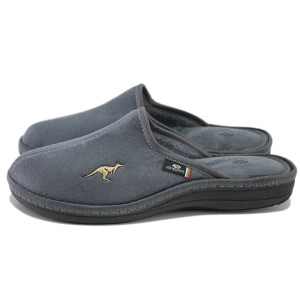 Сиви домашни чехли, текстилна материя - ежедневни обувки за есента и зимата N 100017256