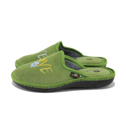 Зелени домашни чехли, текстилна материя - всекидневни обувки за есента и зимата N 100025055