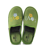 Зелени домашни чехли, текстилна материя - всекидневни обувки за есента и зимата N 100025055