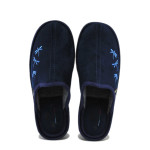 Тъмносини домашни чехли, текстилна материя - ежедневни обувки за есента и зимата N 100025056