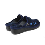 Тъмносини домашни чехли, текстилна материя - ежедневни обувки за есента и зимата N 100025056