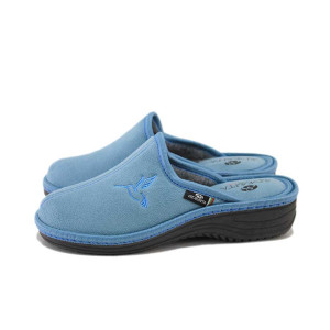 Сини домашни чехли, текстилна материя - всекидневни обувки за есента и зимата N 100025061