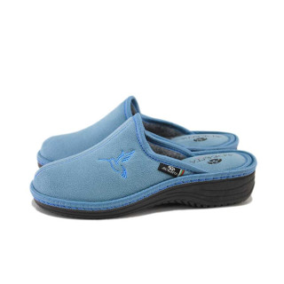 Сини домашни чехли, текстилна материя - всекидневни обувки за есента и зимата N 100025061