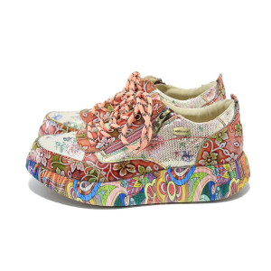 Бежови дамски маратонки, естествена кожа - ежедневни обувки за целогодишно ползване N 100024336