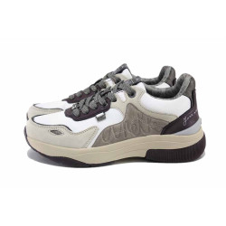 Бели дамски маратонки, естествена велурена кожа и еко-кожа - всекидневни обувки за есента и зимата N 100024766