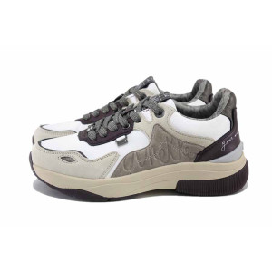 Бели дамски маратонки, естествена велурена кожа и еко-кожа - всекидневни обувки за есента и зимата N 100024766