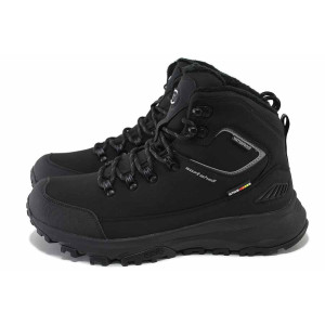 Черни мъжки боти, еко-кожа и текстилна материя - всекидневни обувки за есента и зимата N 100025143