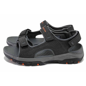 Черни мъжки анатомични сандали, здрава еко-кожа - спортни обувки за лятото N 100024526