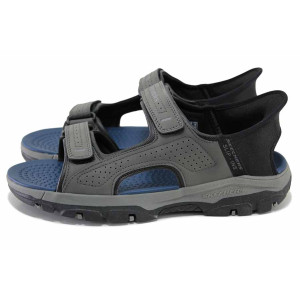 Черни мъжки анатомични сандали, здрава еко-кожа - ежедневни обувки за лятото N 100024527