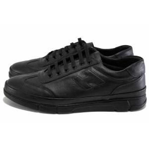 Черни мъжки обувки, естествена кожа - всекидневни обувки за пролетта и есента N 100024656