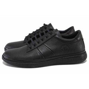 Черни мъжки обувки, естествена кожа - всекидневни обувки за есента и зимата N 100024923