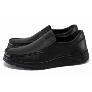 Черни мъжки обувки, естествена кожа - всекидневни обувки за есента и зимата N 100025021