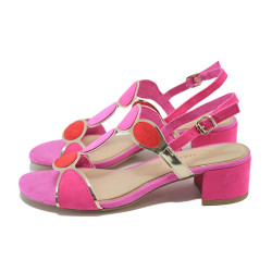 Розови анатомични дамски сандали, здрава еко-кожа - ежедневни обувки за пролетта и лятото N 100024071