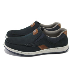 Сини мъжки обувки, естествена кожа - всекидневни обувки за пролетта и лятото N 100024081