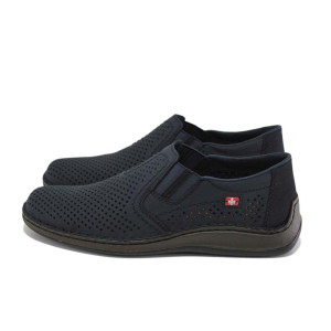 Сини мъжки обувки, естествена кожа - всекидневни обувки за пролетта и лятото N 100024104