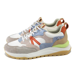 Бели дамски маратонки, здрава еко-кожа - спортни обувки за пролетта и лятото N 100024106