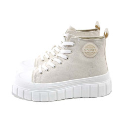 Бежови дамски обувки с равна подметка, текстилна материя - спортни кецове за пролетта и лятото N 100024112