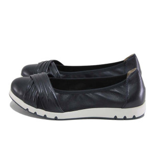 Сини дамски обувки с равна подметка, естествена кожа - всекидневни обувки за пролетта и лятото N 100024118