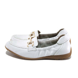 Бели дамски обувки с равна подметка, естествена кожа - всекидневни обувки за пролетта и лятото N 100024119