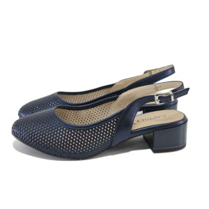 Светлосини дамски сандали, естествена кожа - официални обувки за пролетта и лятото N 100024121