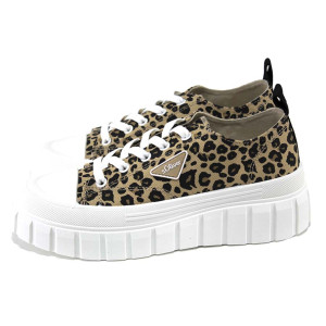 Бежови дамски кецове, текстилна материя - всекидневни обувки за пролетта и лятото N 100024125