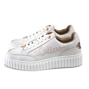 Бели дамски кецове, здрава еко-кожа - всекидневни обувки за пролетта и лятото N 100024127