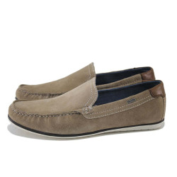 Бежови мъжки обувки, естествена кожа - всекидневни обувки за пролетта и лятото N 100024129