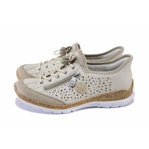 Бежови спортни дамски обувки, еко-кожа и текстилна материя - спортни обувки за пролетта и лятото N 100024141