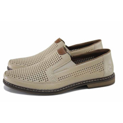 Бежови мъжки обувки, естествена кожа - ежедневни обувки за пролетта и лятото N 100024221