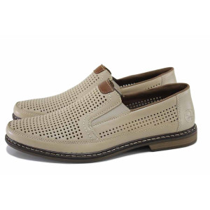 Бежови мъжки обувки, естествена кожа - ежедневни обувки за пролетта и лятото N 100024221