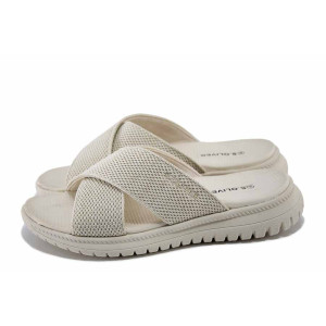 Бежови дамски чехли, текстилна материя - ежедневни обувки за лятото N 100024222