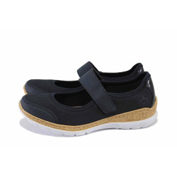Сини дамски обувки с равна подметка, здрава еко-кожа - всекидневни обувки за пролетта и лятото N 100024271