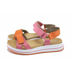 Розови анатомични дамски сандали, естествена кожа - всекидневни обувки за пролетта и лятото N 100024278