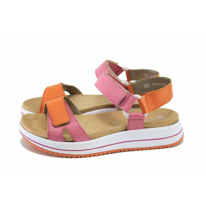 Розови анатомични дамски сандали, естествена кожа - всекидневни обувки за пролетта и лятото N 100024278