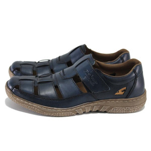 Сини мъжки сандали, естествена кожа - всекидневни обувки за пролетта и лятото N 100024279