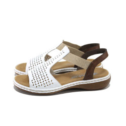 Бели дамски сандали, естествена кожа - ежедневни обувки за пролетта и лятото N 100024281