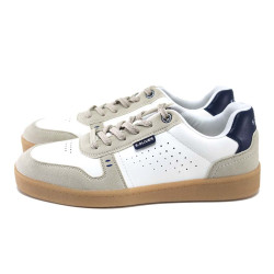 Бели мъжки анатомични маратонки, здрава еко-кожа - спортни кецове за пролетта и лятото N 100024285