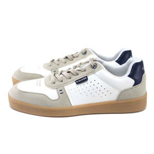 Бели мъжки анатомични маратонки, здрава еко-кожа - спортни кецове за пролетта и лятото N 100024285