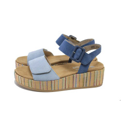 Сини анатомични дамски сандали, естествен набук - всекидневни обувки за пролетта и лятото N 100024302