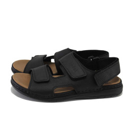 Черни мъжки сандали, естествена кожа - всекидневни обувки за пролетта и лятото N 100024305